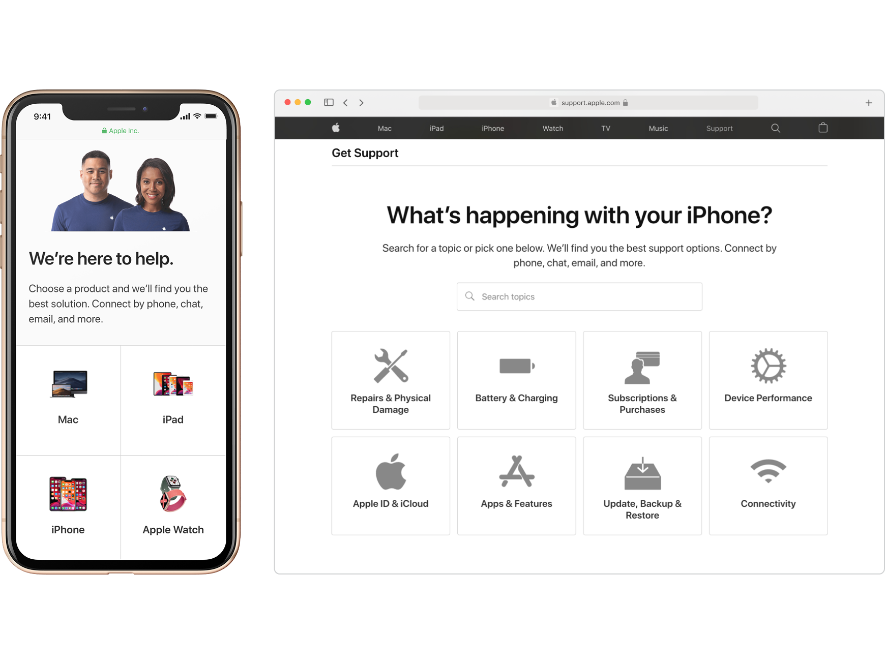 mobile and desktop example app screens